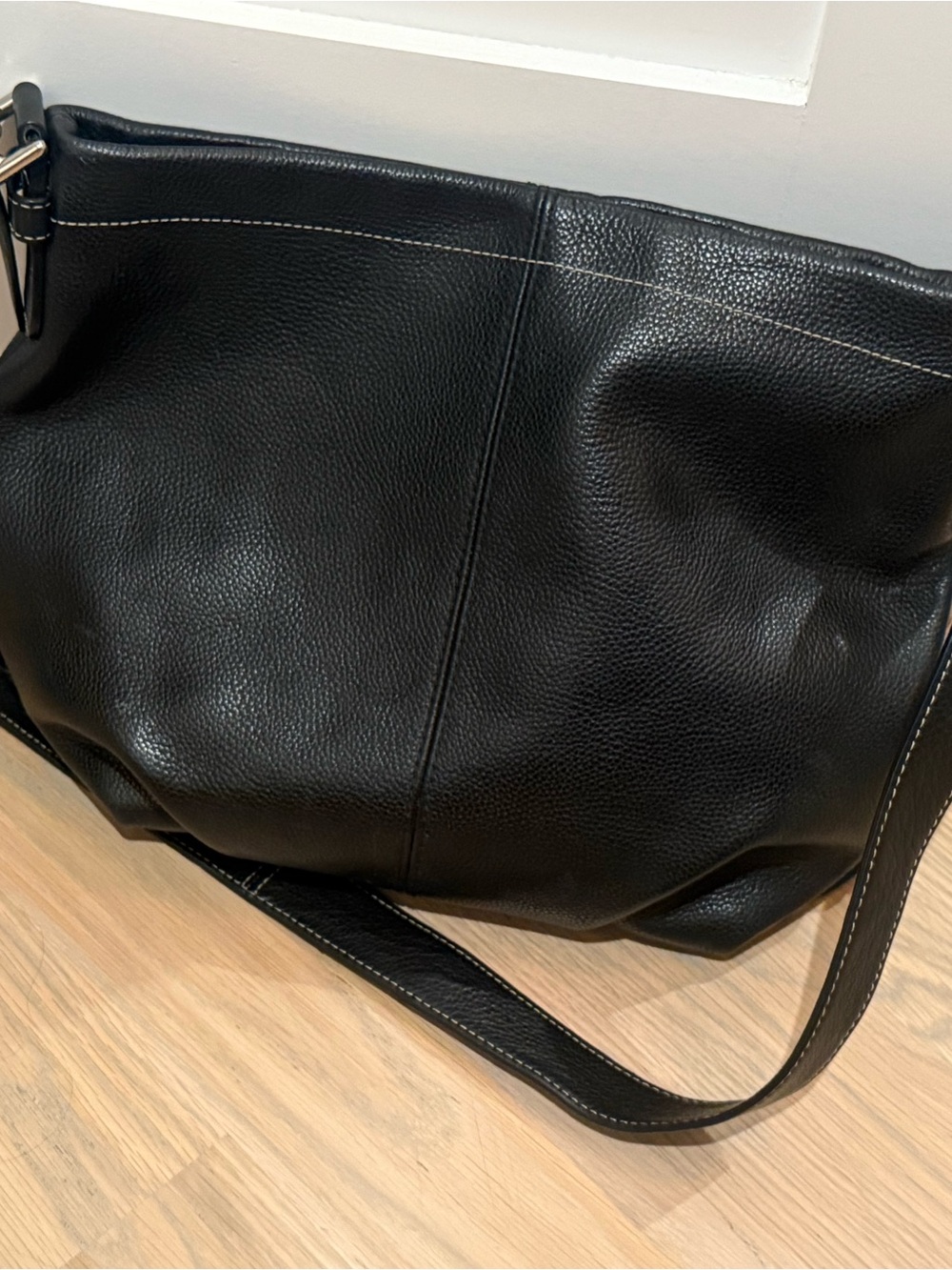 Coach Black Pebbled Leather Hobo cross body or shoulder bag F15064